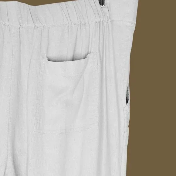 Naturals D&Co Womens Wide‎ Leg Linen Pants Size XL Beige Coastal Laggenlook - Picture 7 of 8